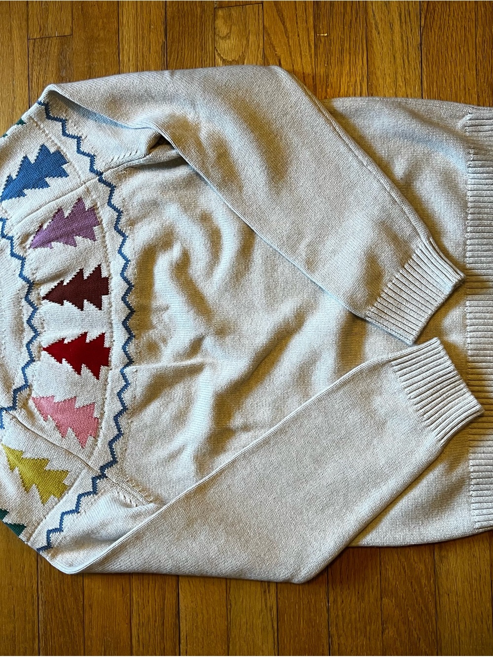 Hanna Andersson Cream Sweater with Multicolor Tree Motif - Picture 2 of 3